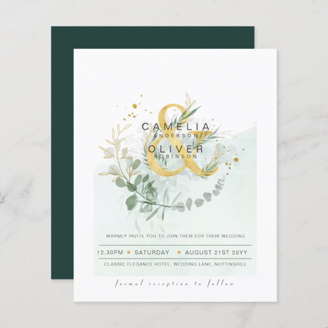 Budget Eucalyptus Greenery Wedding QR CODE Invite (Front/Back)