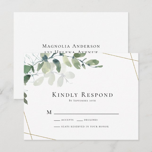 BUDGET Eucalyptus Greenery Wedding RSVP Postcard (Front/Back)