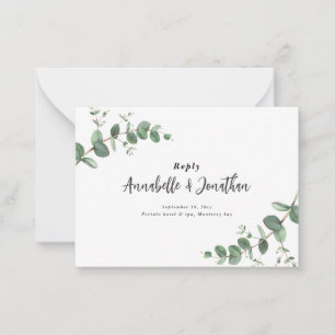 budget Eucalyptus Greenery Wedding RSVP reply Note Card