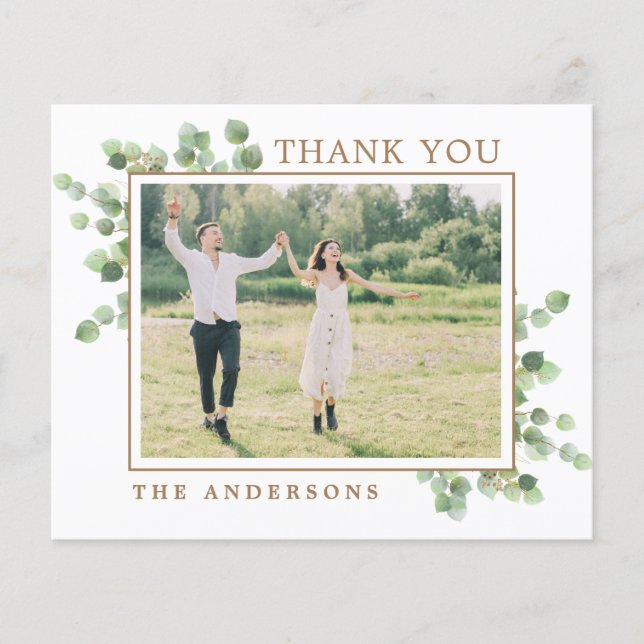 Budget Eucalyptus Greenery Wedding Thank You (Front)