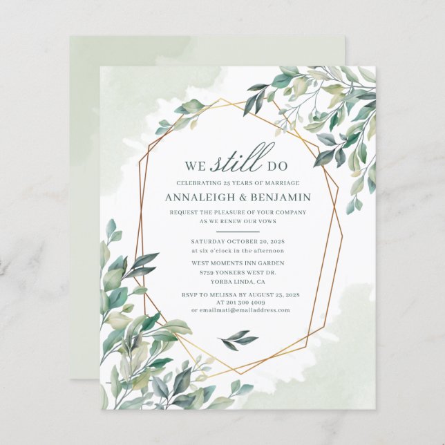 Budget Eucalyptus Greenery Wedding Vow Renewal (Front/Back)