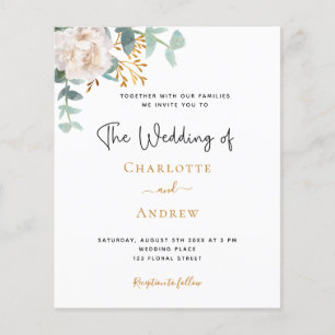 Budget eucalyptus greenery white floral wedding