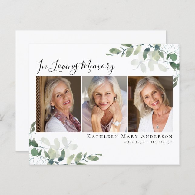 BUDGET Eucalyptus In Loving Memory Thank You Card (Front/Back)