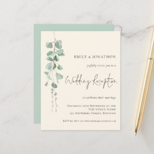 Budget Eucalyptus Ivory Wedding Reception Invite
