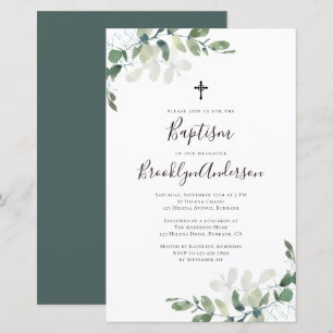 BUDGET Eucalyptus Large Baptism Invitation