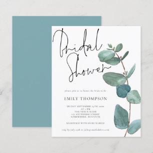 Budget Eucalyptus Leaf Bridal Shower Invitation