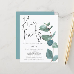 Budget Eucalyptus Leaf Hen Party Invitation