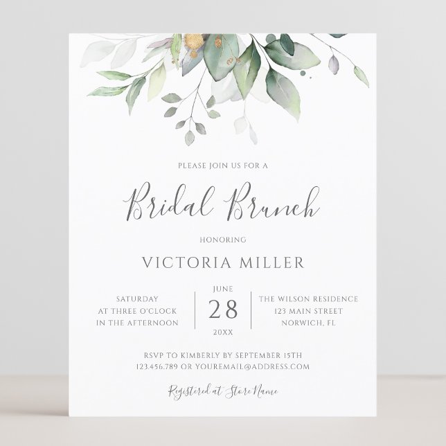 Budget Eucalyptus Leaves Bridal Brunch Invitation (Creator Uploaded)