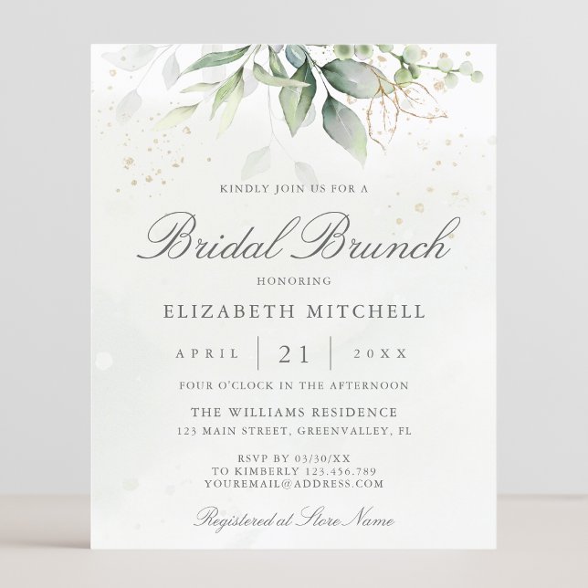 Budget Eucalyptus Leaves Bridal Brunch Invitation (Creator Uploaded)