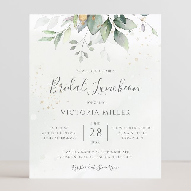 Budget Eucalyptus Leaves Bridal Luncheon Invites (Creator Uploaded)