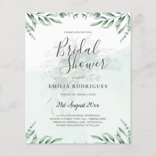 Budget Eucalyptus Leaves Greenery Wedding QR CODE Flyer