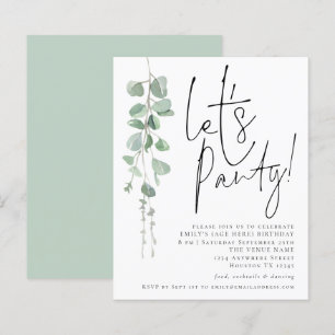 Budget Eucalyptus Lets Party Any Age Party Invite