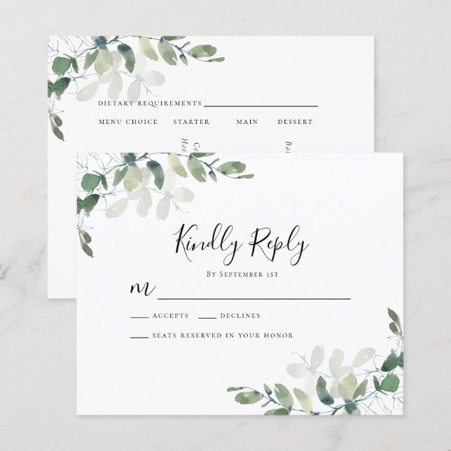 BUDGET Eucalyptus Menu Choice RSVP Card (Front/Back)