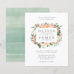 Budget Eucalyptus Peach Watercolor Floral Wedding