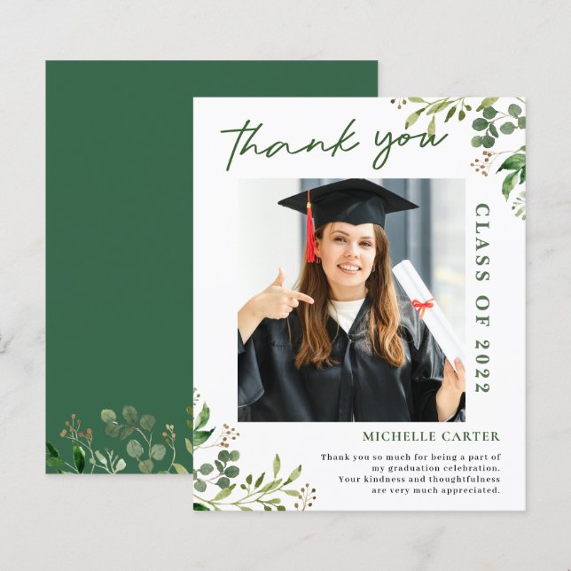 Budget Eucalyptus Photo Graduation Thank You