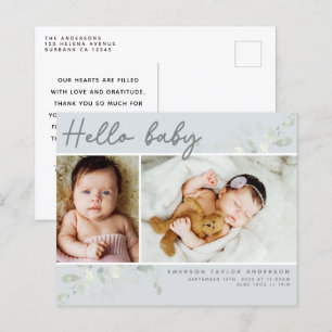 Budget Eucalyptus Photo Hello Baby Carte postale