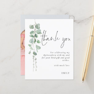 Budget Eucalyptus Photo  Quinceañera Thank You