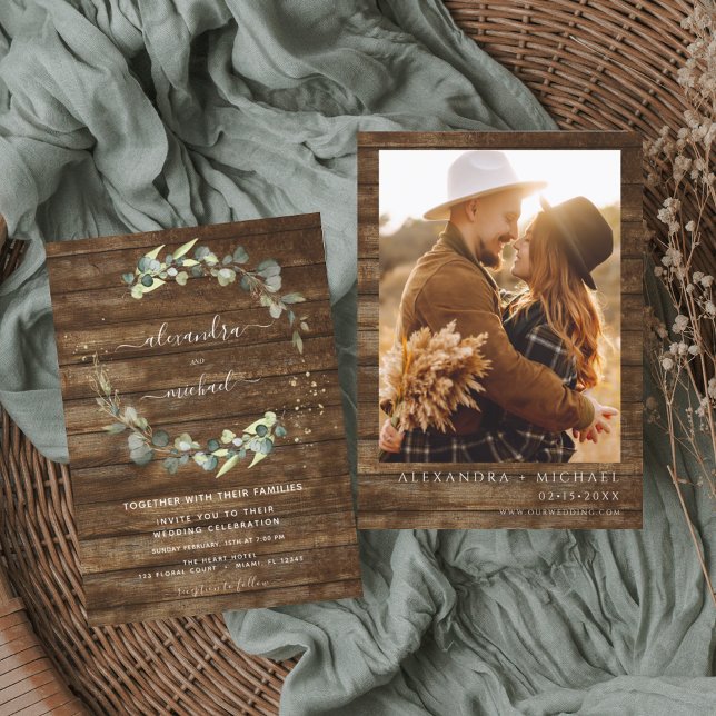 Budget Eucalyptus Photo Rustic Country Wedding Flyer (Creator Uploaded)