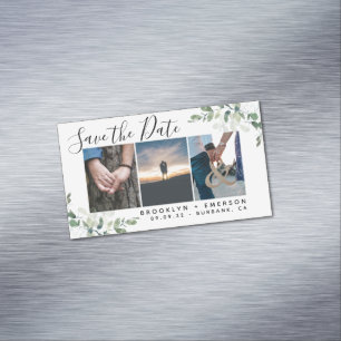 Budget Eucalyptus Photo Save the Date Magnetic Business Card