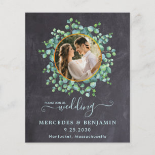 Budget Eucalyptus QR Code Photo Wedding Invite