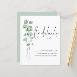 Budget Eucalyptus QR Code Wedding Detail Enclosure
