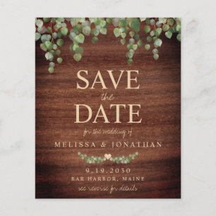 Budget Eucalyptus Rustic QR Code Save The Date 