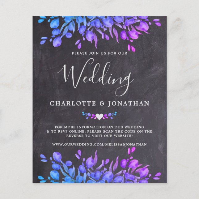 Budget Eucalyptus Rustic Slate QR Code Wedding Inv (Front)