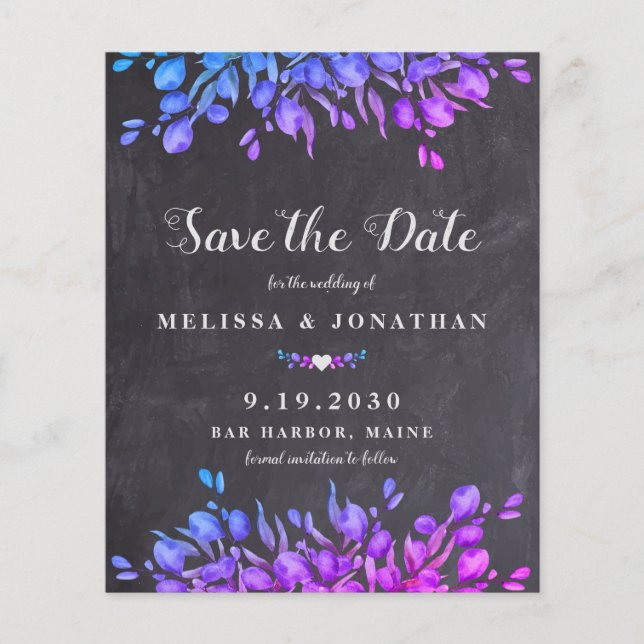 Budget Eucalyptus Rustic Slate Save The Date Postc (Front)