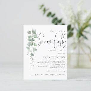 Budget Eucalyptus Script 70th Birthday Invitation