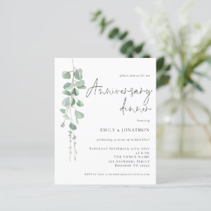 Budget Eucalyptus Script Anniversary Dinner Invite