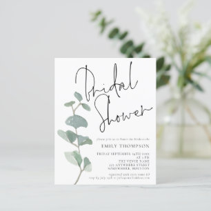 Budget Eucalyptus Script Bridal Shower Invitation