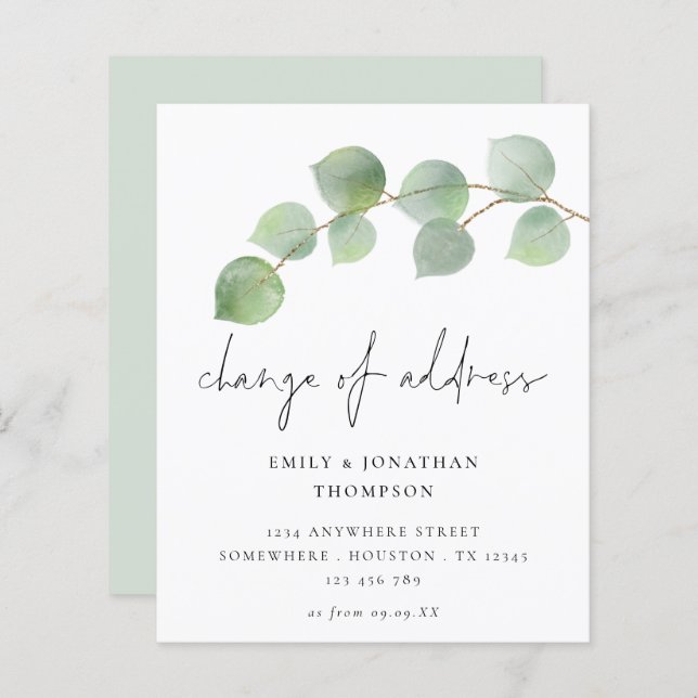 Budget Eucalyptus Script Change of Address (Front/Back)