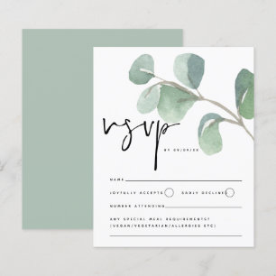 Budget Eucalyptus Script Wedding RSVP Enclosure
