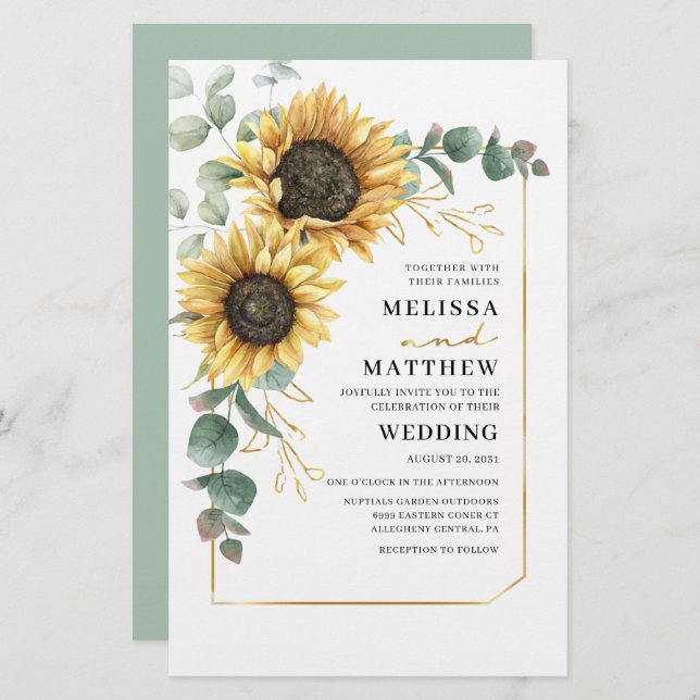 Budget Eucalyptus Sunflower Floral Wedding (Front/Back)