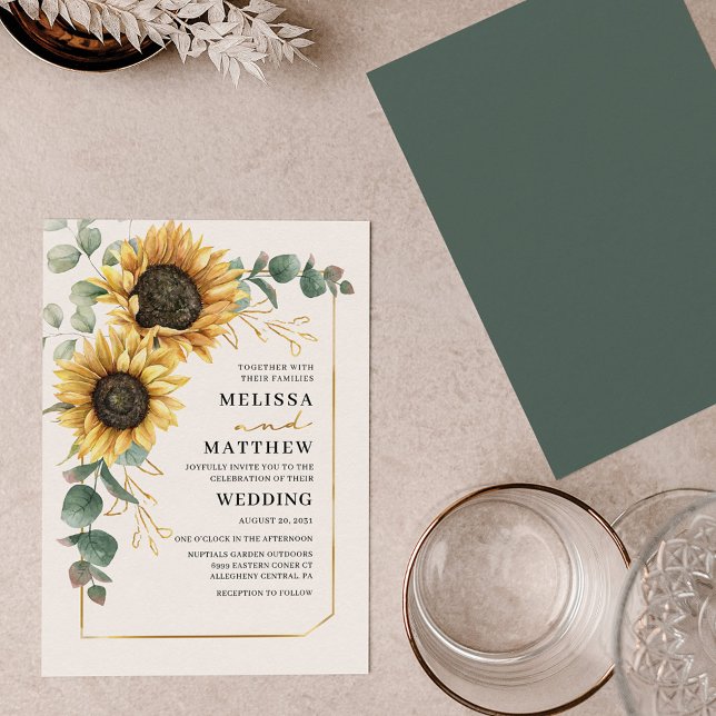 Budget Eucalyptus Sunflower Wedding Invitation (Creator Uploaded)