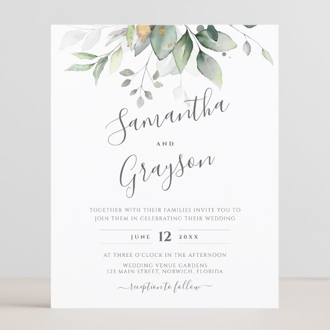 Budget Eucalyptus Verdure Feuilles Mariage élégant (Créateur téléchargé)