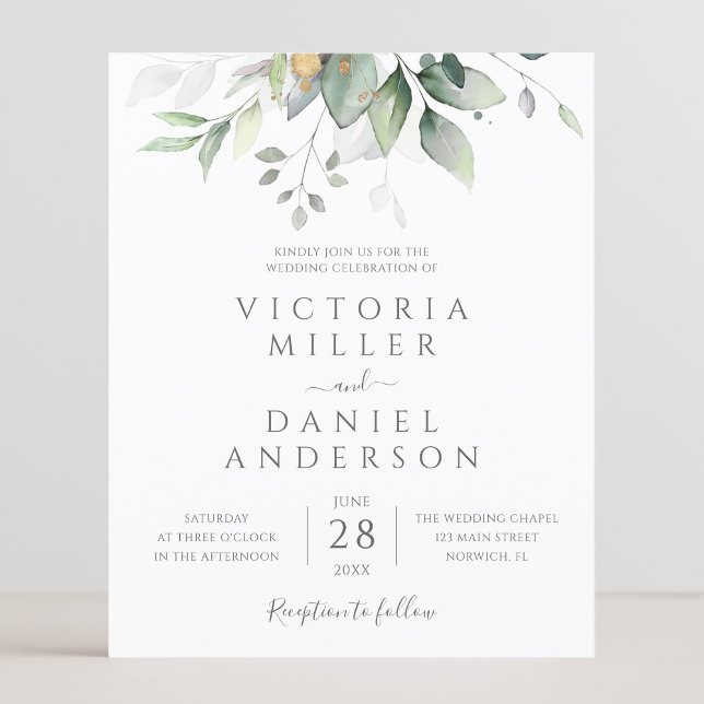 Budget Eucalyptus Verdure Feuilles Mariage élégant (Créateur téléchargé)