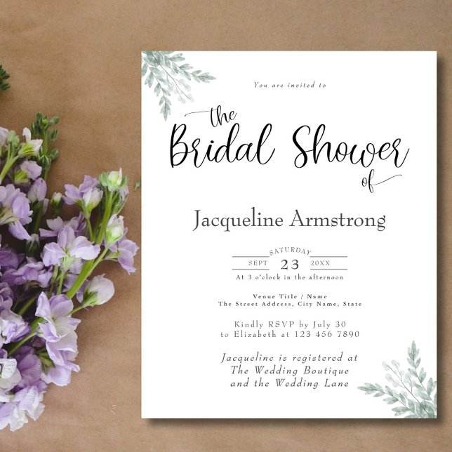 Budget Eucalyptus Watercolor Bridal Shower Flyer (Creator Uploaded)
