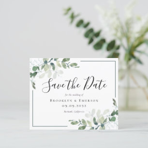 BUDGET Eucalyptus Watercolor Wedding Save The Date