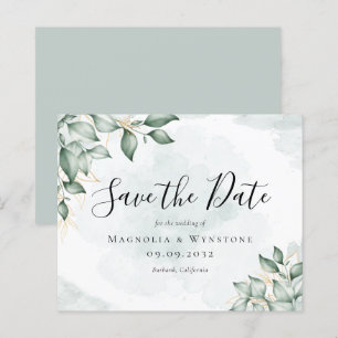 BUDGET Eucalyptus Watercolor Wedding Save The Date