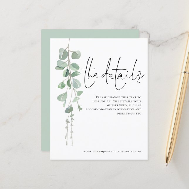 Budget Eucalyptus Wedding Detail Enclosure (Front/Back In Situ)