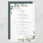 BUDGET Eucalyptus Wedding Menu<br><div class="desc">This elegant eucalyptus menu card forms part of a co-ordinated wedding suite which is available in our store. **PLEASE READ BEFORE PURCHASING** 1. Budget stationery measures 5.5"x8.5". 2. Each sheet is one menu card - no cutting is required. 3. The cardstock is bright white with a semi-gloss finish and 110lbs...</div>