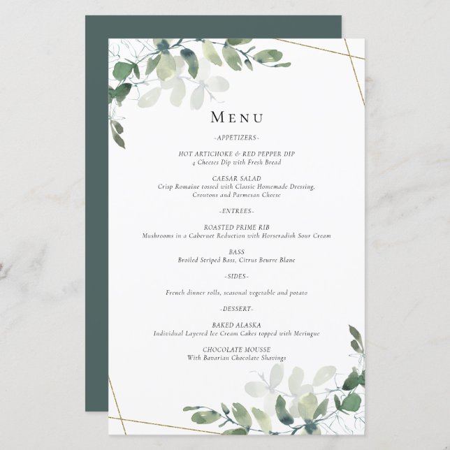 BUDGET Eucalyptus Wedding Menu (Front/Back)