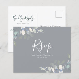 Budget Eucalyptus Wedding RSVP Postcard