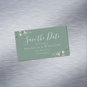 BUDGET Eucalyptus Wedding Save The Date Business C Magnetic Business Card