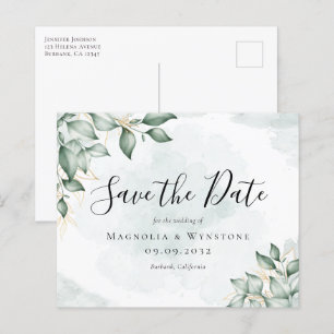 BUDGET Eucalyptus Wedding Save The Date Postcard