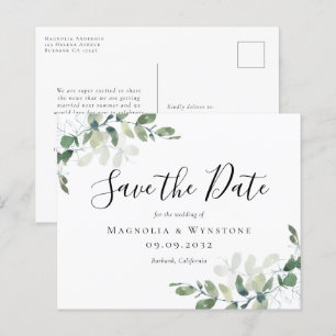 Budget Eucalyptus Wedding Save The Date Postcard