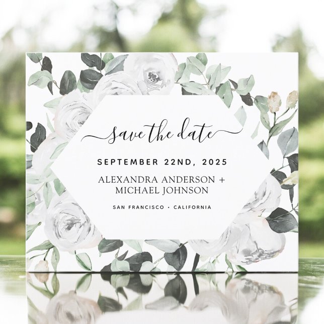 Budget Eucalyptus White Floral Save the Date (Creator Uploaded)