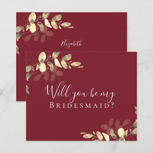 BUDGET Eucalyptus Will You be My Bridesmaid? Card (Front/Back)