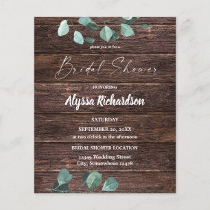 Budget Eucalyptus & Wood Bridal Shower Flyer